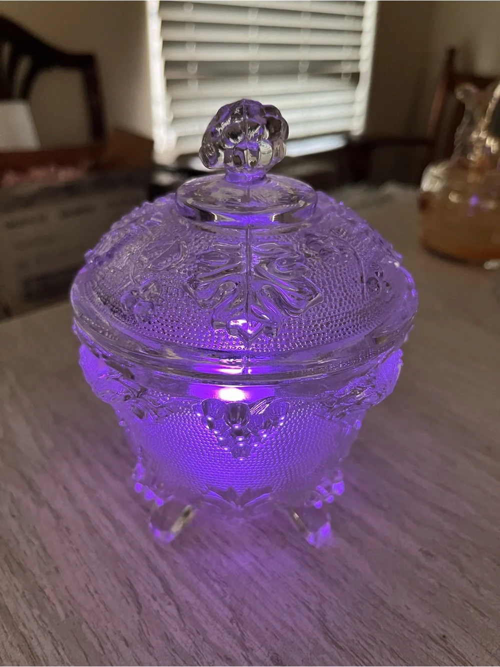 Vintage Harvest Grape Glass Trinket Box Styled as a Fairy Lamp
